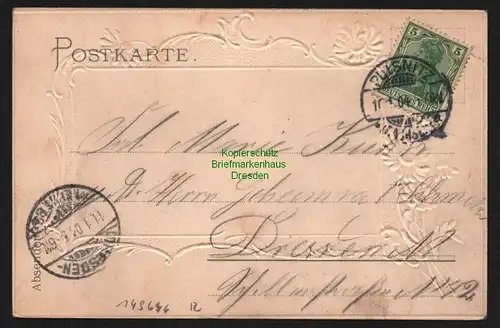 149646 AK Pulsnitz 1904 Passepartout geprägt