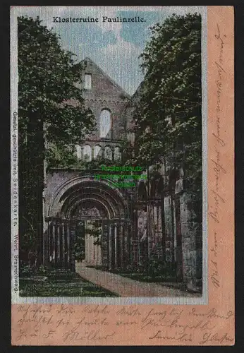 149847 AK Klosterruine Paulinzella 1902 Seidenkarte
