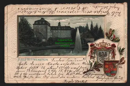 149684 AK Schloss Wittenstein 1902 Wappenprägekarte