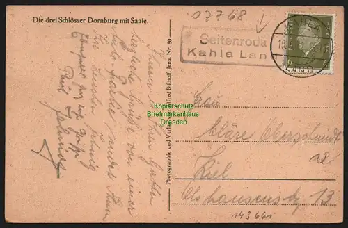 149661 AK Kahla Land 1932 Schlösser Dornburg Saale Landpoststempel Seitenroda