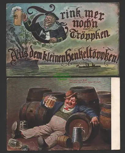 149285 2 AK Bier MB Münchner Brauhaus Trink mer noch´n Tröppken Henkeltöppken