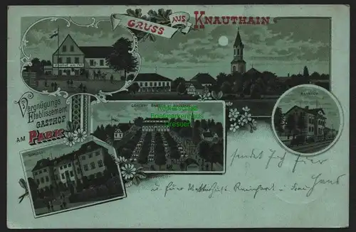 149431 AK Knauthain Litho Vergnügungsetablissement Gasthof am Park 1902