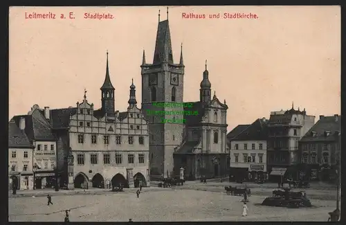 149487 AK Litomerice Leitmeritz an der Elbe 1913 Rathaus und Stadtkirche