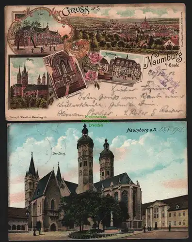 149333 2 AK Naumburg an der Saale Litho 1902 Der Dom 1908