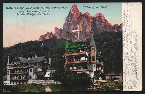 149371 AK Schlern Tirol Italien Hotel Saaleg Seiss 1906