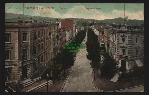 147799 AK Hirschberg Cunnersdorf i. Rsgb. Bergmannstraße Fleischerei Mehwald