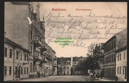 147704 AK Gumbinnen Gussew 1908 Brunnenstraße