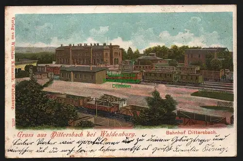 147915 AK Bahnhof Dittersbach bei Waldenburg Gleisseite Bahnanlagen 1904