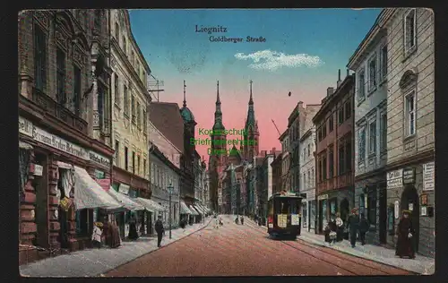 147919 AK Liegnitz Legnica 1920 Goldberger Strasse mit Straßenbahn