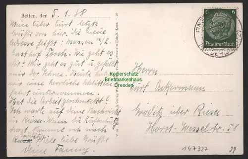 147327 AK Betten bei Finsterwalde 1938 Gasthaus Kirche