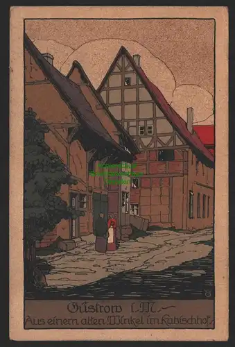 147470 AK Güstrow 1927 Aus e alten Winkel im Kabischhof Künstler Stein Zeichnung