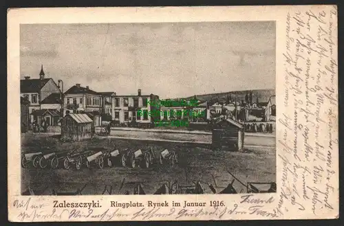 146507 AK Zaleszczyki Ringplatz Rynek 1916 Öst. Feldpost Salischtschyky Ukraine