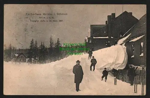 146655 AK Moldau in Böhmen Gasthaus zum Fischerhaus um 1910 Winter Schnee