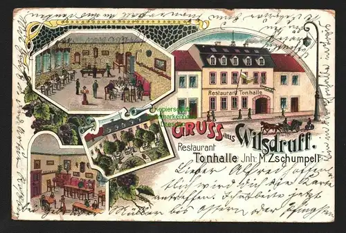146823 AK Litho Wilsdruff 1906 Restaurant Tonhalle M. Zschumpelt