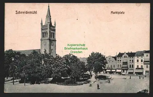 146831 AK Pila Schneidemühl Marktplatz um 1914