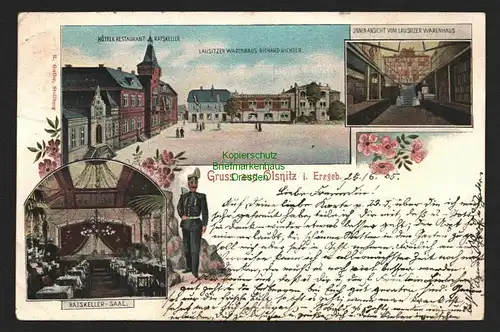 146891 AK Oelsnitz im Erzgebirge 1905 Hotel Restaurant Ratskeller Warenhaus