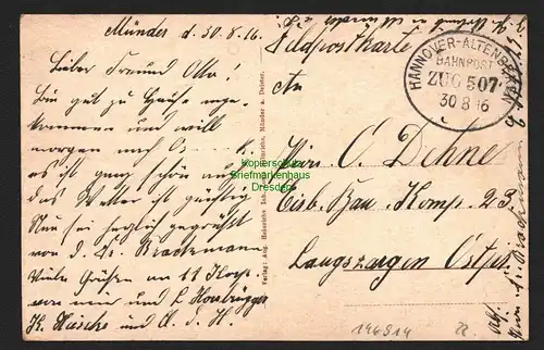 146914 AK Bad Münder am Deister 1916 Neuestrasse Bahnpost Hannover - Altenbeken