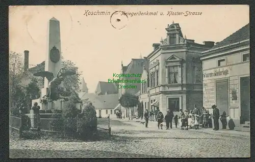137154 AK Koschmin 1909 Kozmin Wielkopolski Kriegerdenkmal Kloster Strasse Waren
