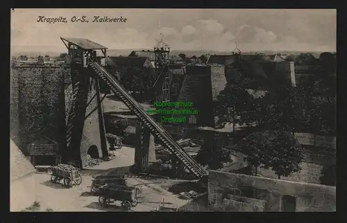 135824 AK Krappitz O.-S. Krapkowice Kalkwerke Bergbau Förderturm Industrie