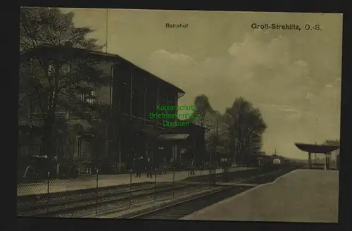 135841 AK Groß Strehlitz Strzelce Opolskie Bahnhof Gleisseite 1917