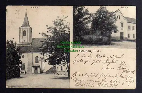 135387 AK Steinau O.-S. Kirche Schule 1916 Steinau Kreis Neustadt Oberschlesien