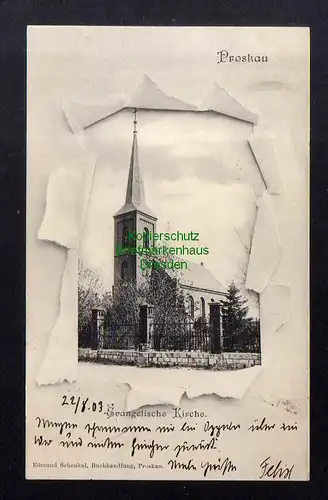 135627 AK Proskau Proszkow Oberschlesien 1903 evangelische Kirche Vollbild