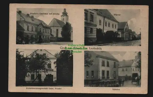 135840 AK Rösnitz Rozumice Kr Leobschütz Gasthaus Proske Pfarrei Schulen um 1915