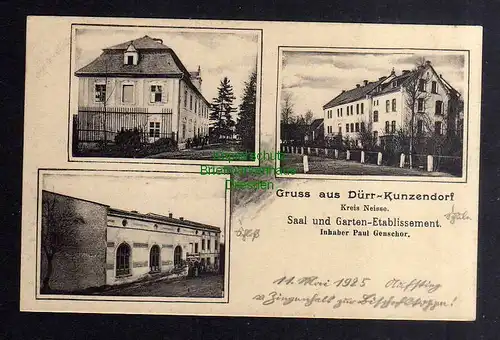 135761 AK Konradow Glucholazy Dürr Kunzendorf Kr. Neisse 1925 Gasthaus Saal und