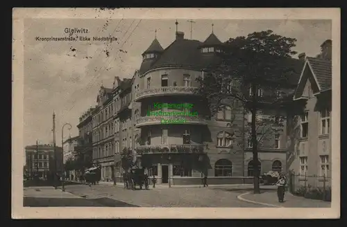 135598 AK Gleiwitz Gliwice 1913 Kronprinzenstraße Ecke Niedtstraße