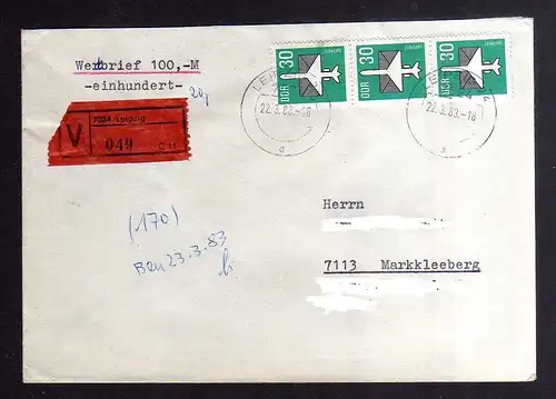 B3566 DDR Briefe Einzel- oder Mehrfachfrankaturen 1982 2751 MeF Wertbrief