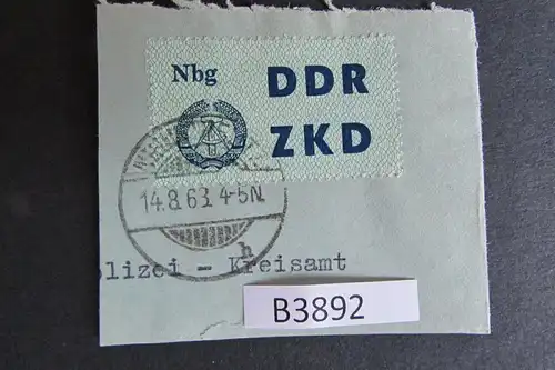 B3892 DDR ZKD C 11 Nbg Neubrandenburg Neustrelitz 14.8. echt Briefstück Ersttag