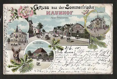 20789 AK Naunhof Litho 1900 Post Königl. Oberförsterei Neue Pfarre