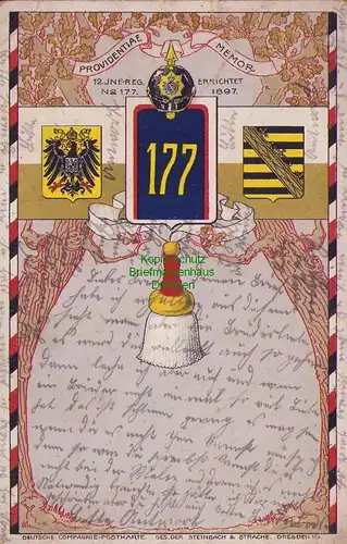 155644 AK Regimentskarte 177 Deutsche Compagnie Postkarte Steinbach & Strache