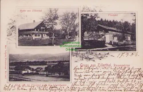 155630 AK Zillerthal Riesengebirge 1903 Försterei Schneekoppe