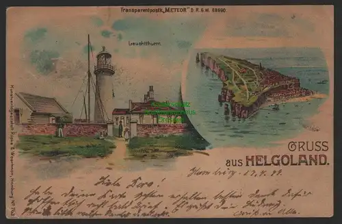 155361 AK Helgoland 1899 Halt gegen Licht Meteor Helgoland Leuchtturm