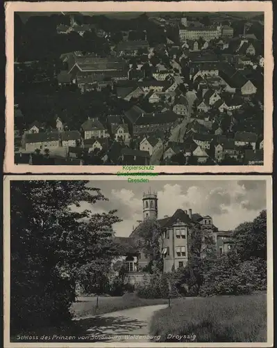 151172 2 AK Droyßig Droyssig b. Zeitz Luftbild 1934 Schloss Schönburg Waldenburg