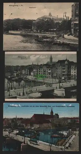 151249 3 AK Königsberg i. Pr. Stadthalle 1912 Holzbrücke 1920 Alte Uni Dom 1917