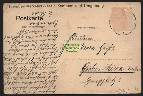 151285 AK Kempten St. Mangkirche u Burghalde 1914 Künstlerkarte Fremden Verkehrs