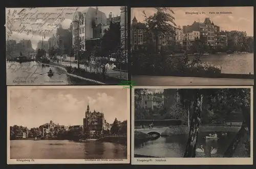 151268 4 AK Königsberg i. Pr. Kaliningrad 1914 Häuser am Schlossteich Stadthalle