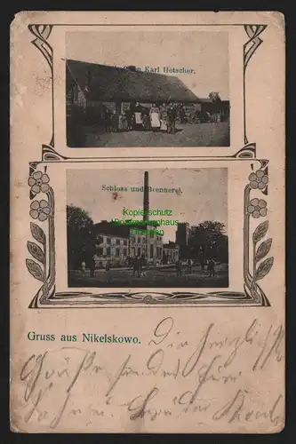 148570 AK Nikelskowo Wartheland Nicklau Nietuszkowo Polen 1906 Schloss Brennerei