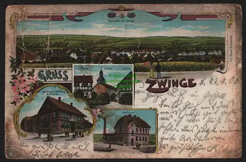 148606 AK Zwinge Sonnenstein 1906 Litho Molkerei Gasthaus zur Hoffnung Pfarre Ki