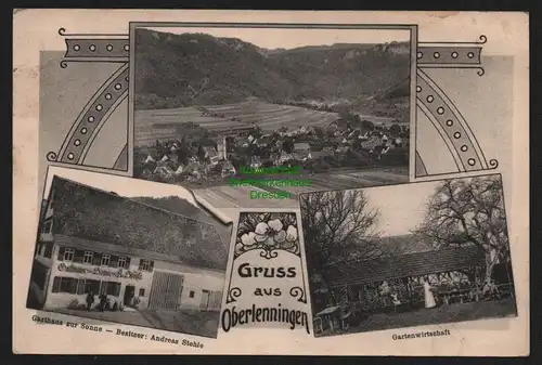 148652 AK Oberlenningen Gasthaus zur Sonne Gartenwirtschaft 1912