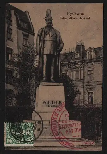 148815 AK Myslowitz 1922 Kaiser Wilhelm Denkmal