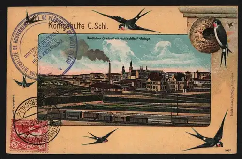 148813 AK Königshütte Chorzow 1920 Nördl. Stadtteil Schlachthof Litho um 1905
