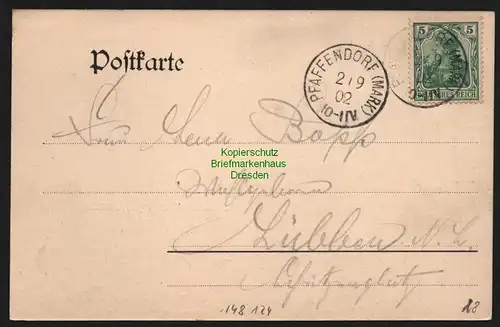 148124 AK Pfaffendorf Mark 1902 Molkerei Gasthof zur Post Gartenrestaurant