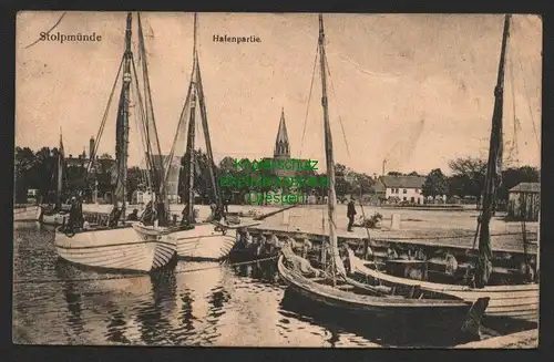 146495 AK Stolpmünde Pommern Hafenpartie 1921