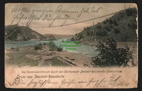 146738 AK Deutsch Rasselwitz Schlesien 1904 Unglück Hochwasser Dammdurchbruch