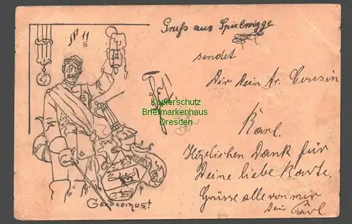 145927 AK Lüdenscheid 1899 Studentika Gaudeamus + Spielwigge handgemalt