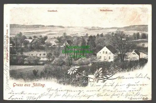 146097 AK Zölling Niederschlesien 1904 Gasthof Schule  Schulhaus