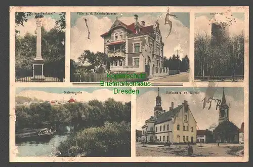 146065 AK Przewoz Priebus 1915 Villa Bahnhofstraße Rathaus Kirche Neisse